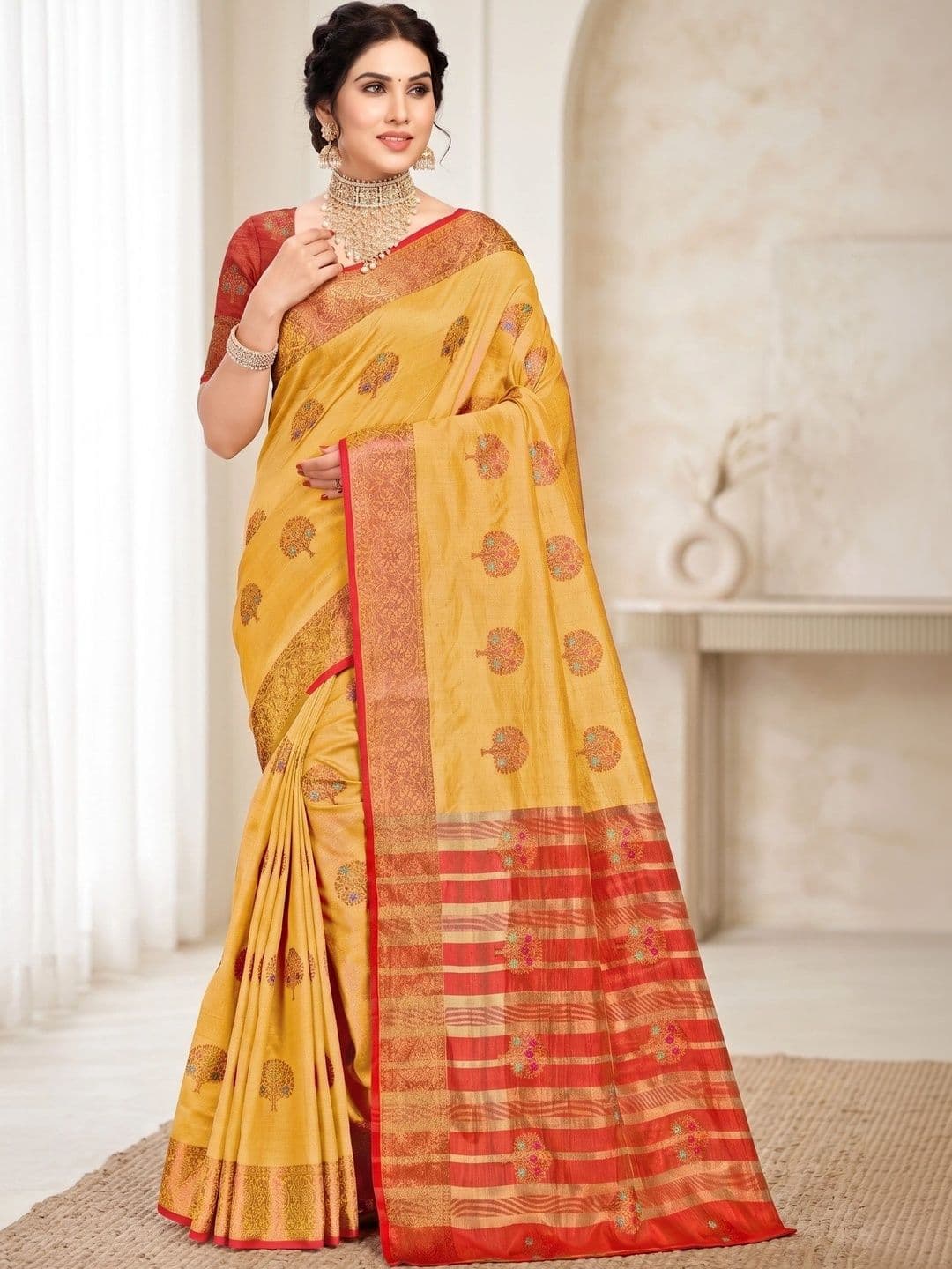 Mitera Ethnic Motifs Zari Art Silk Designer Saree - view 1