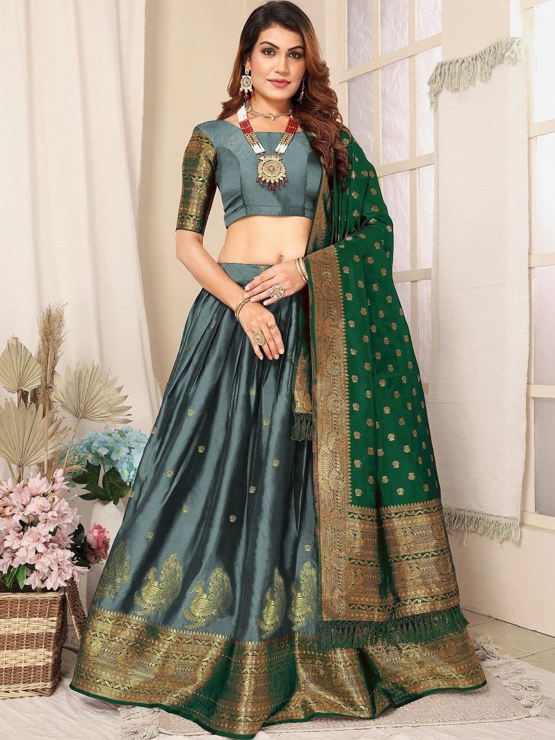 Kinjhit Fashion Unstitched Lehenga & Blouse With Dupatta - view 1