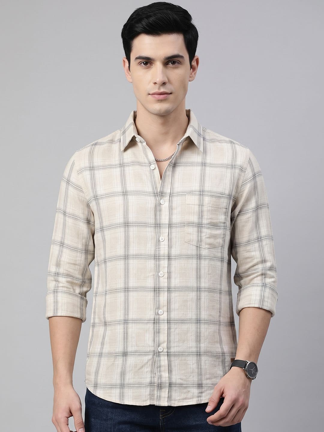 The Roadster Lifestyle Co. Men Classic Checked Pure Cotton Casual Shirt - view 1