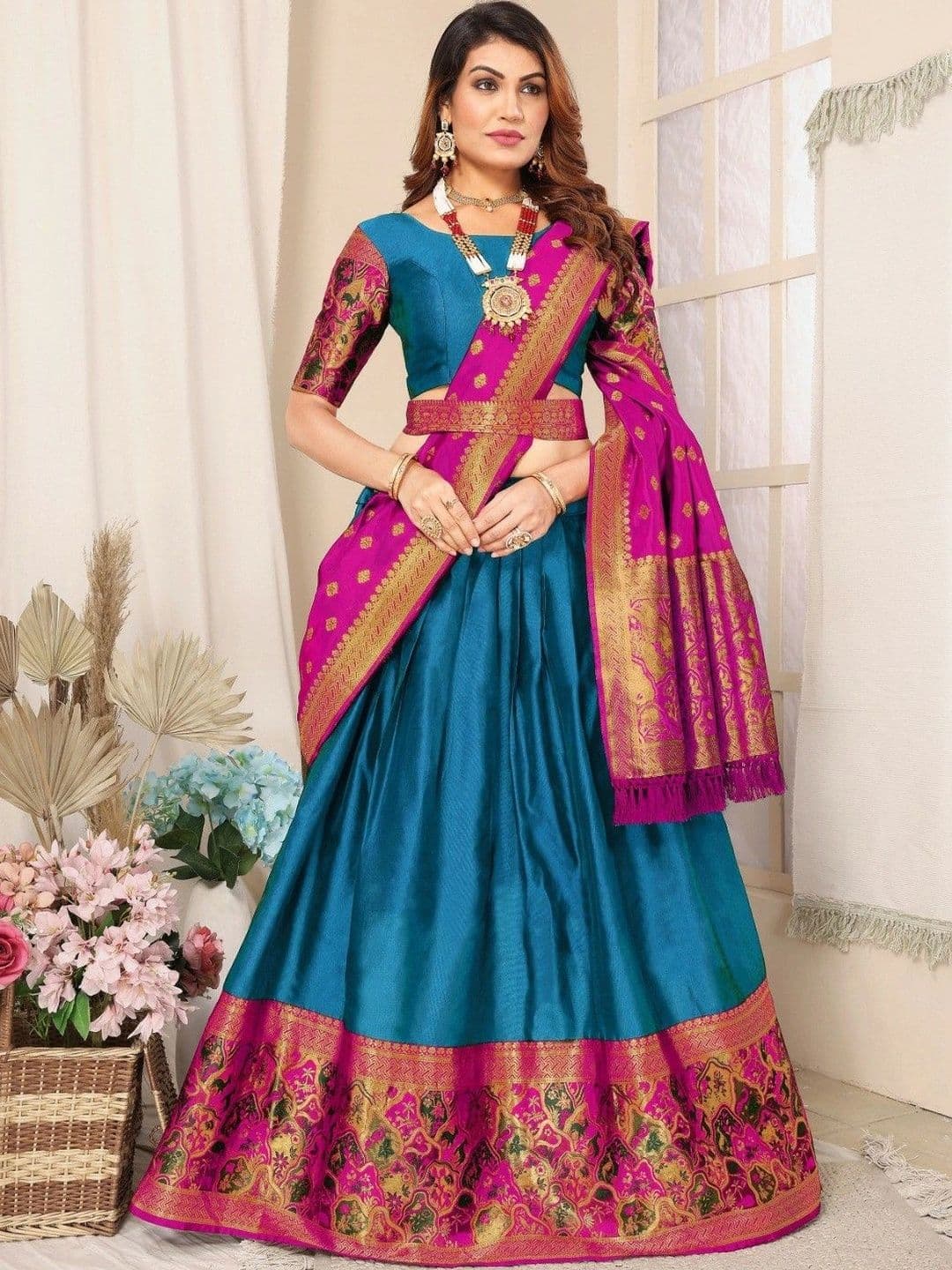 tathastufab Unstitched Lehenga & Blouse With Dupatta - view 1