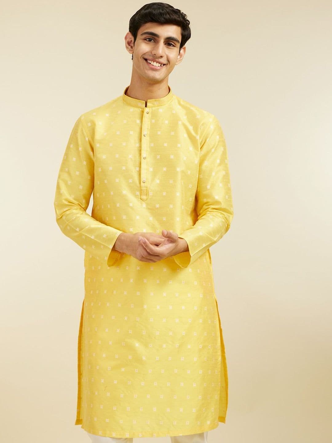Diwas by Manyavar Floral Woven Design Mandarin Collar Straight Kurta - view 1