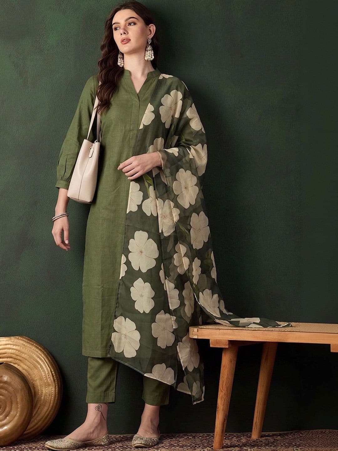 Sangria Women Regular Kurta with Trousers & With Dupatta - view 1