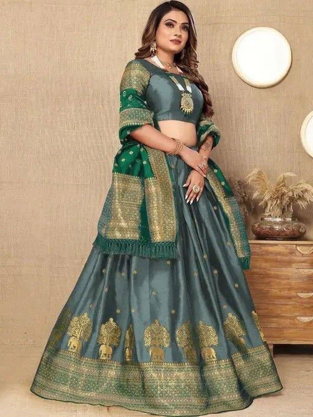tathastufab Unstitched Lehenga & Blouse With Dupatta - view 1