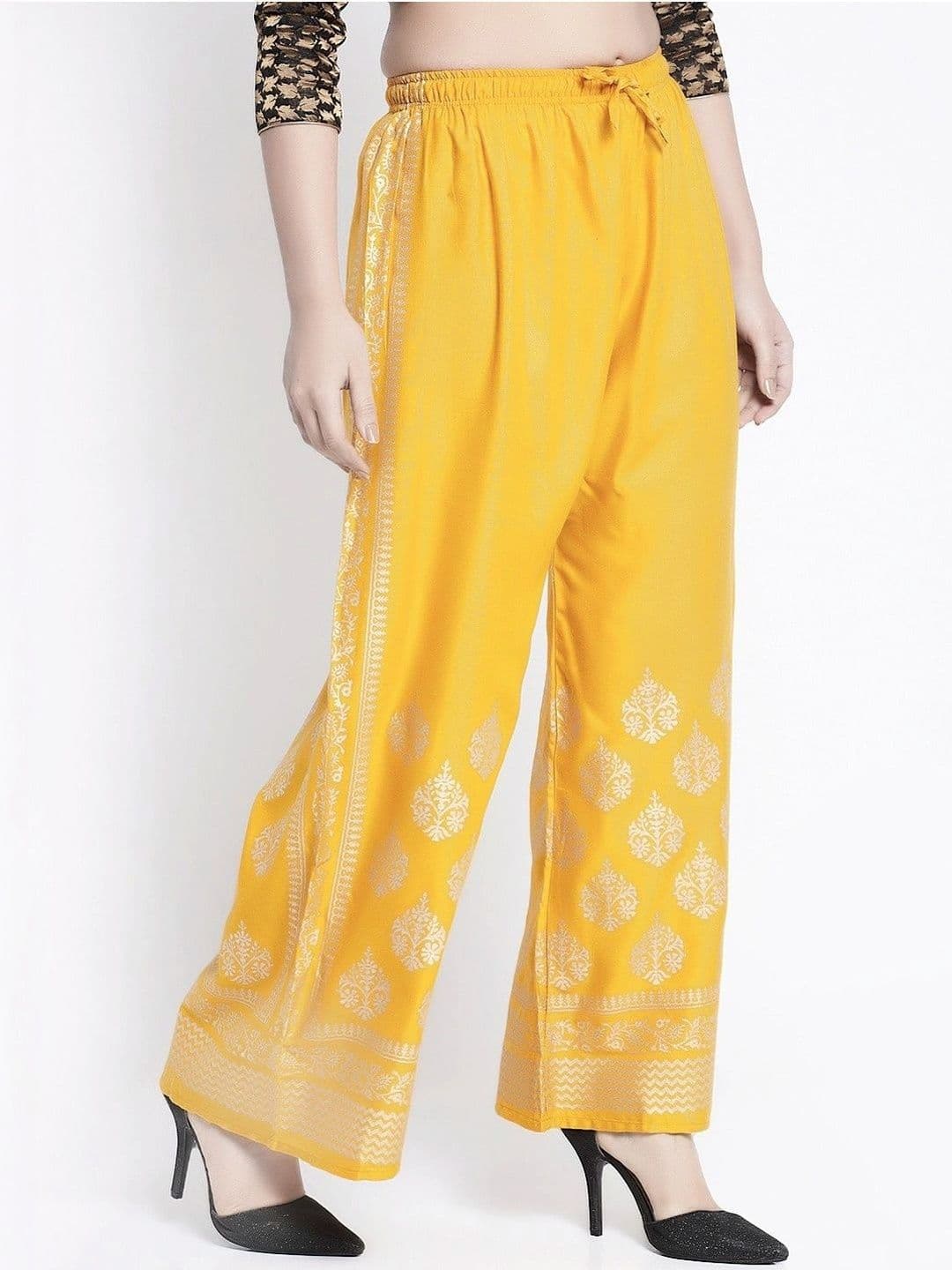 OMAYA Women Ethnic Motifs Printed Knitted Ethnic Palazzos - view 1