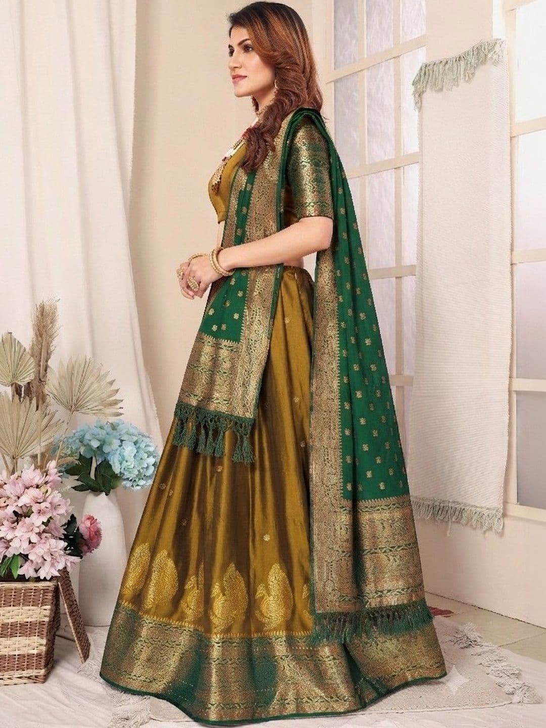 tathastufab Unstitched Lehenga & Blouse With Dupatta - view 1