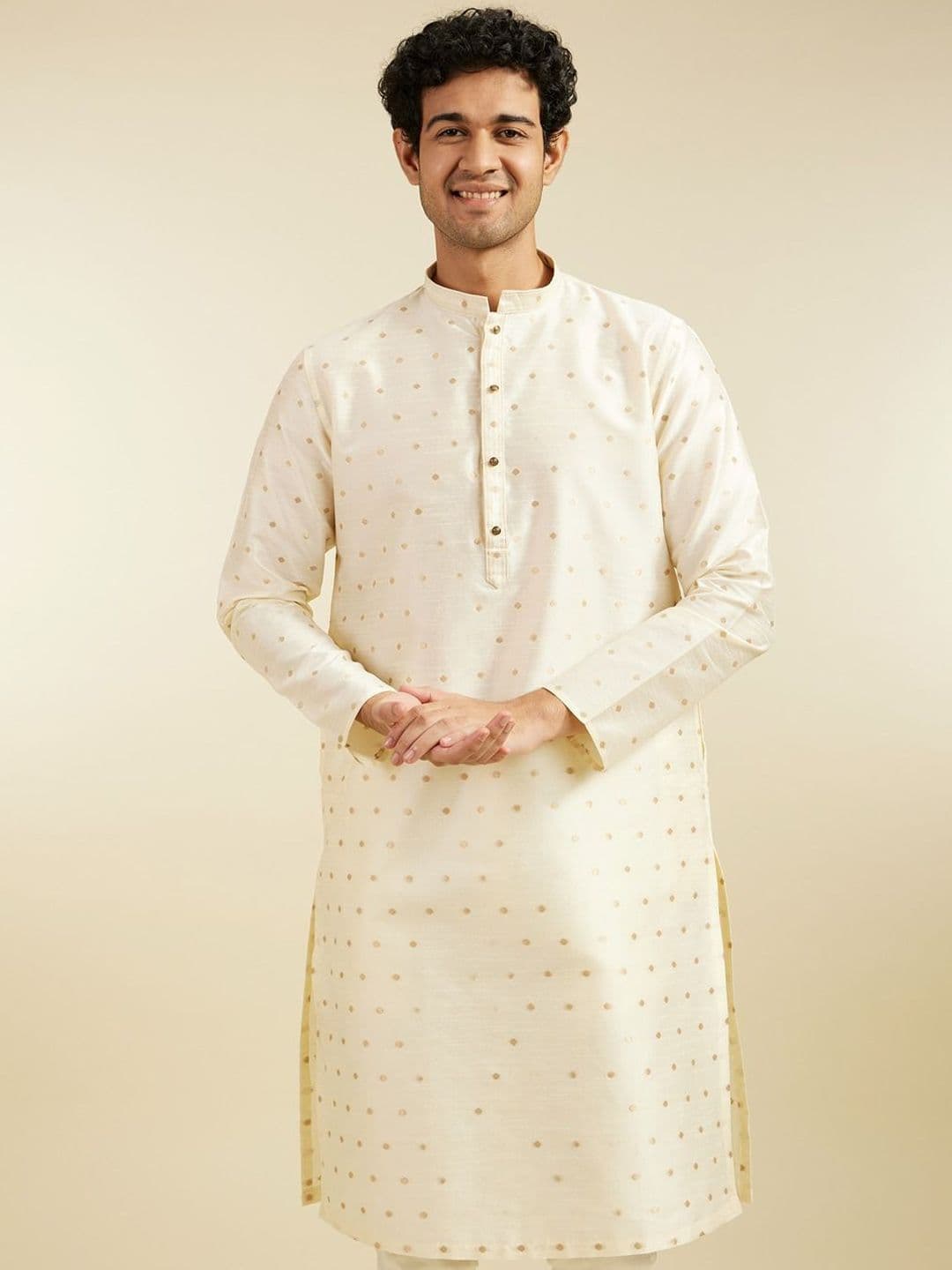 Diwas by Manyavar Woven Design Mandarin Collar Straight Kurta - view 1