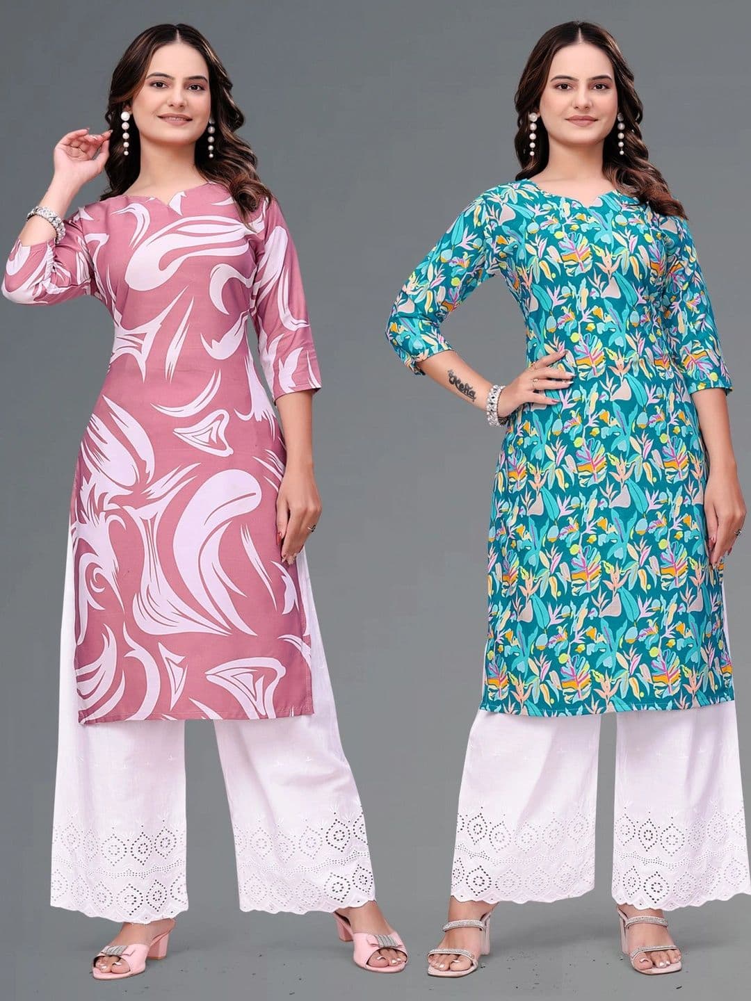 PRIYANSH CREATION Women Pack Of 2 Floral Printed Crepe Kurta - view 1