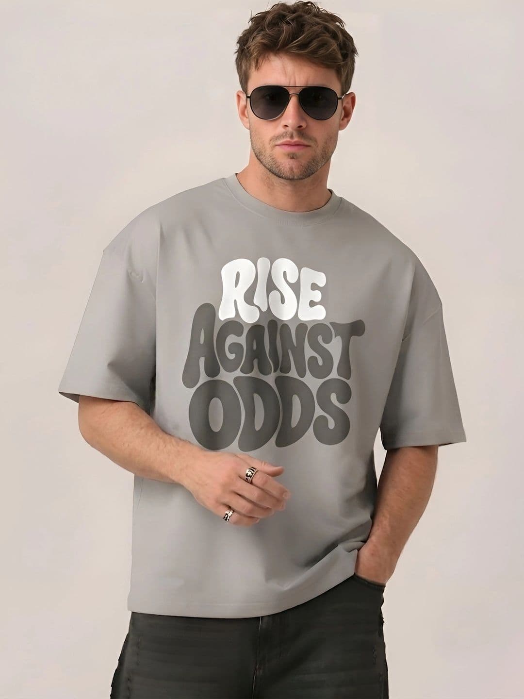 SMARTEES Men Typography Printed Drop-Shoulder Sleeves Pure Cotton T-shirt - view 1