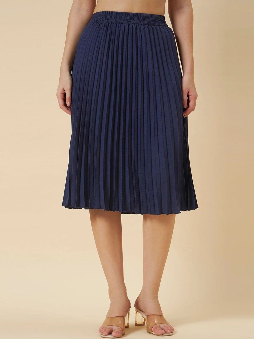 all about you Women Crepe Accordion Pleated Midi Flared Skirt - view 1