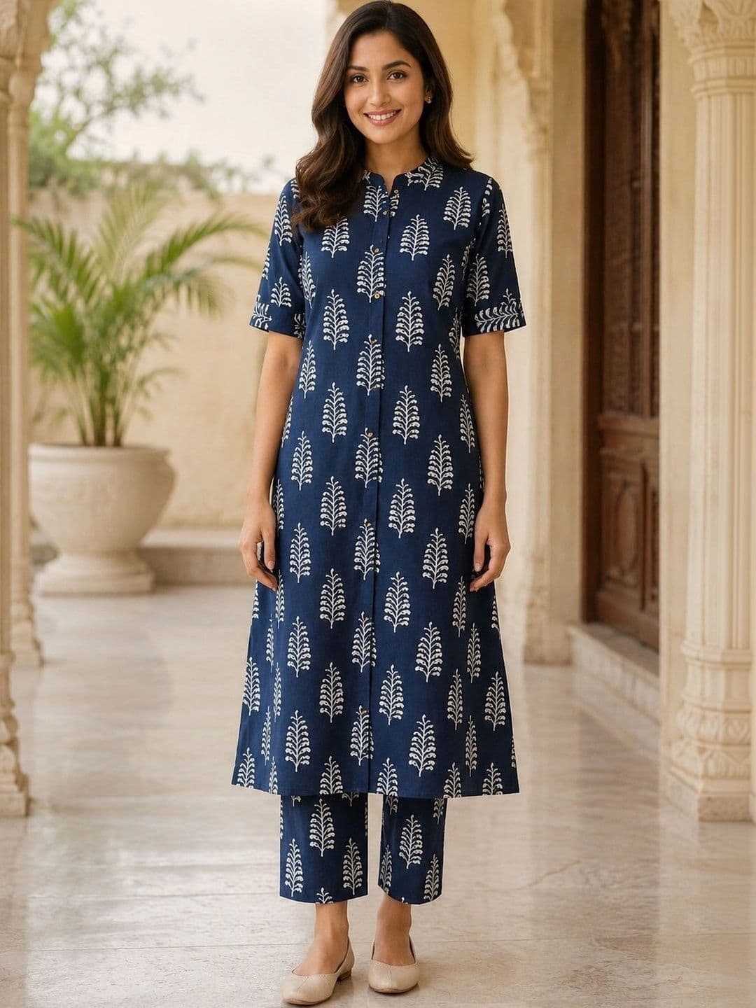 Rahigomar Women Ethnic Motifs Printed Regular Kurta with Trousers - view 1