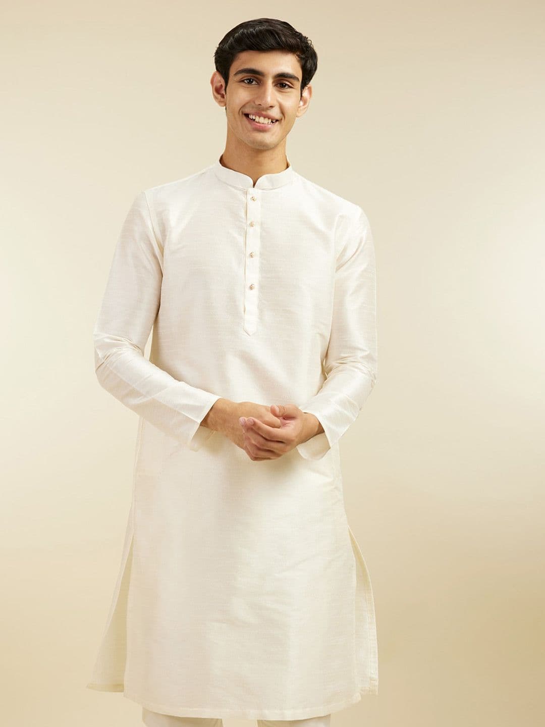 Diwas by Manyavar Mandarin Collar Long Sleeves Pastels Straight Kurta - view 1