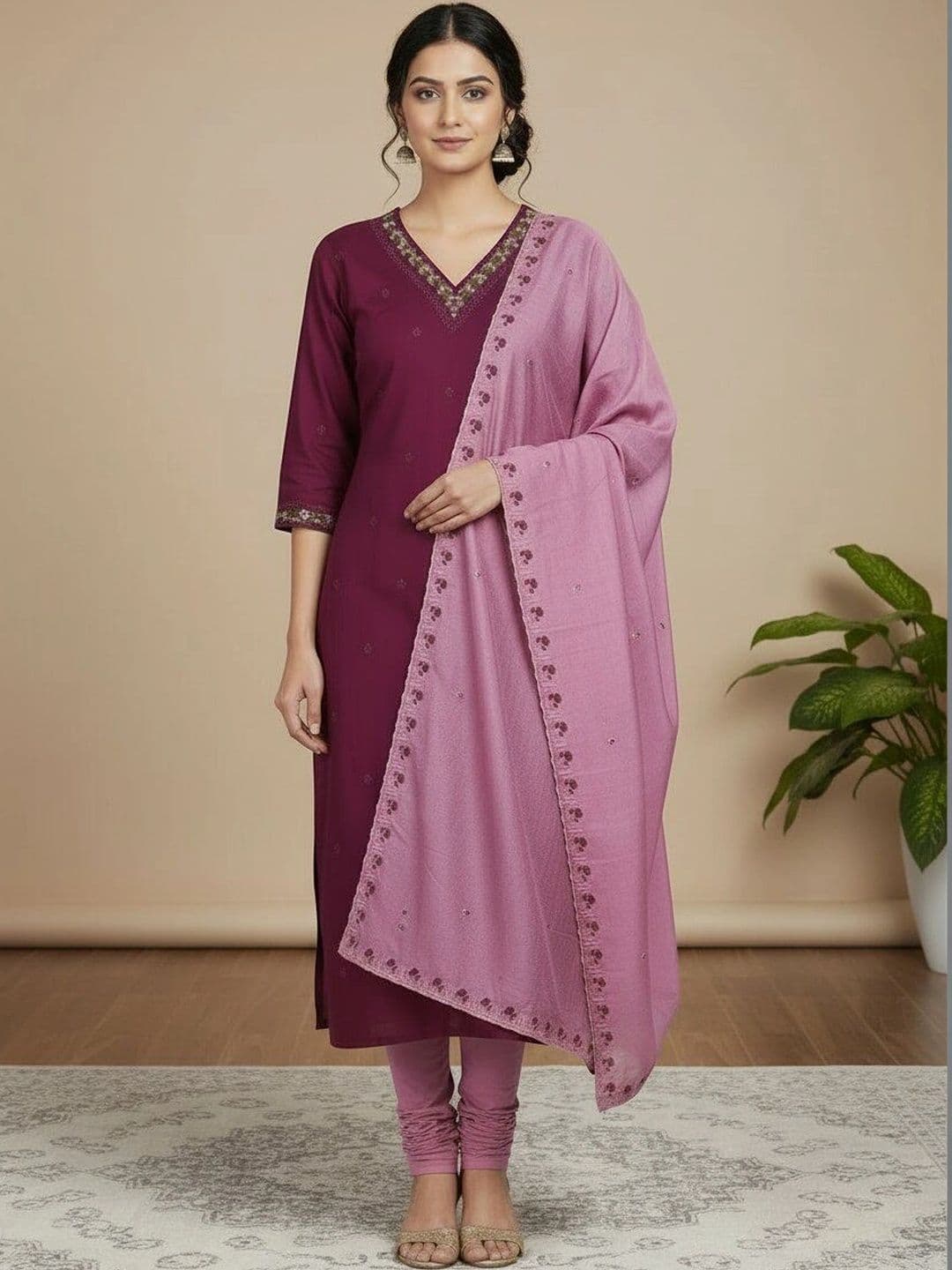 Haranozy Embroidered Pure Silk Semi-Stitched Dress Material - view 1