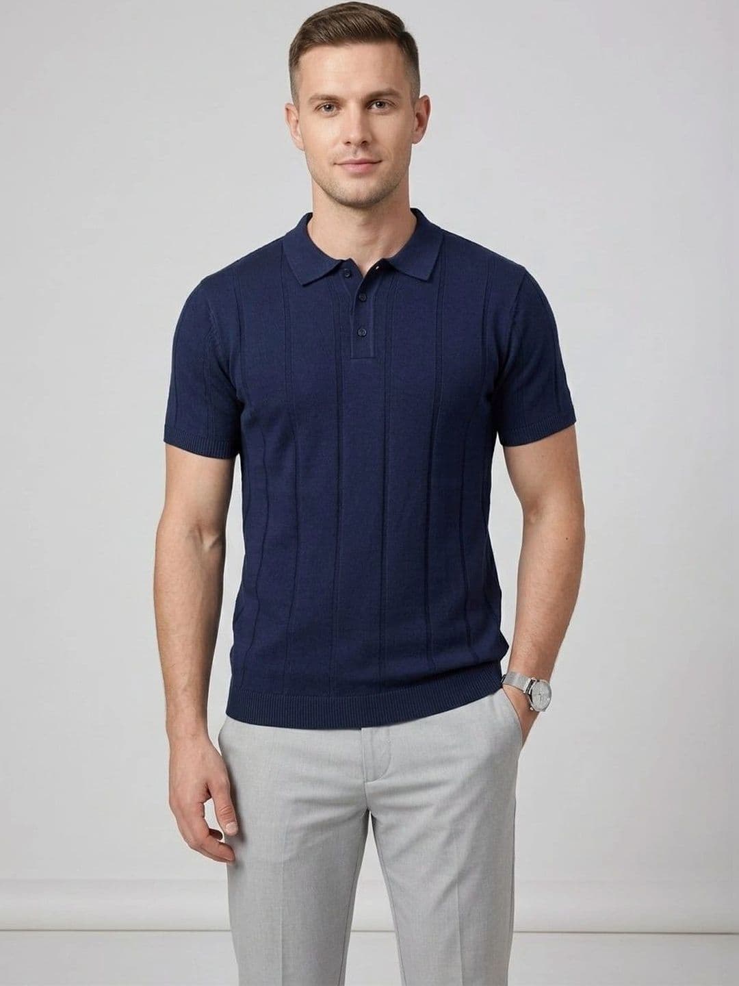 R.Code by The Roadster Life Co. Men Polo Collar T-shirt - view 1
