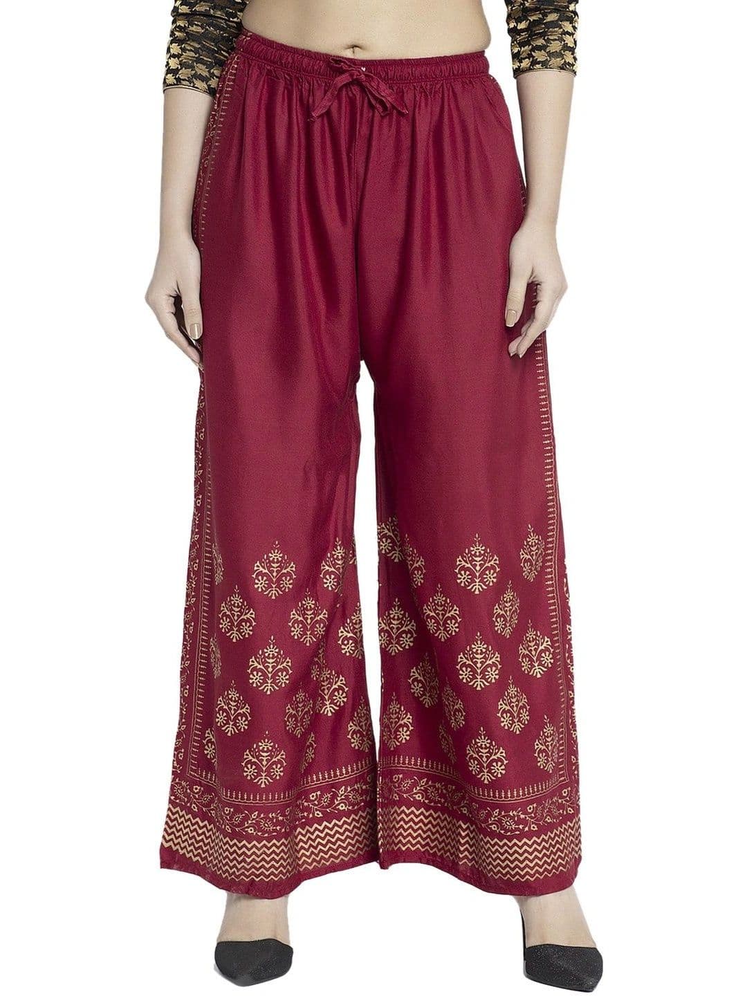 OMAYA Women Ethnic Motifs Printed Knitted Ethnic Palazzos - view 1