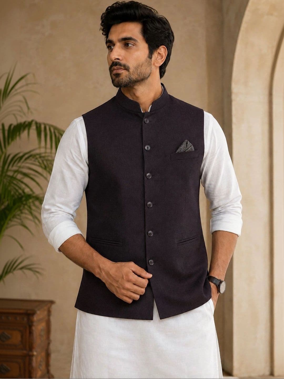 INVICTUS Woven Design Nehru Jackets - view 1