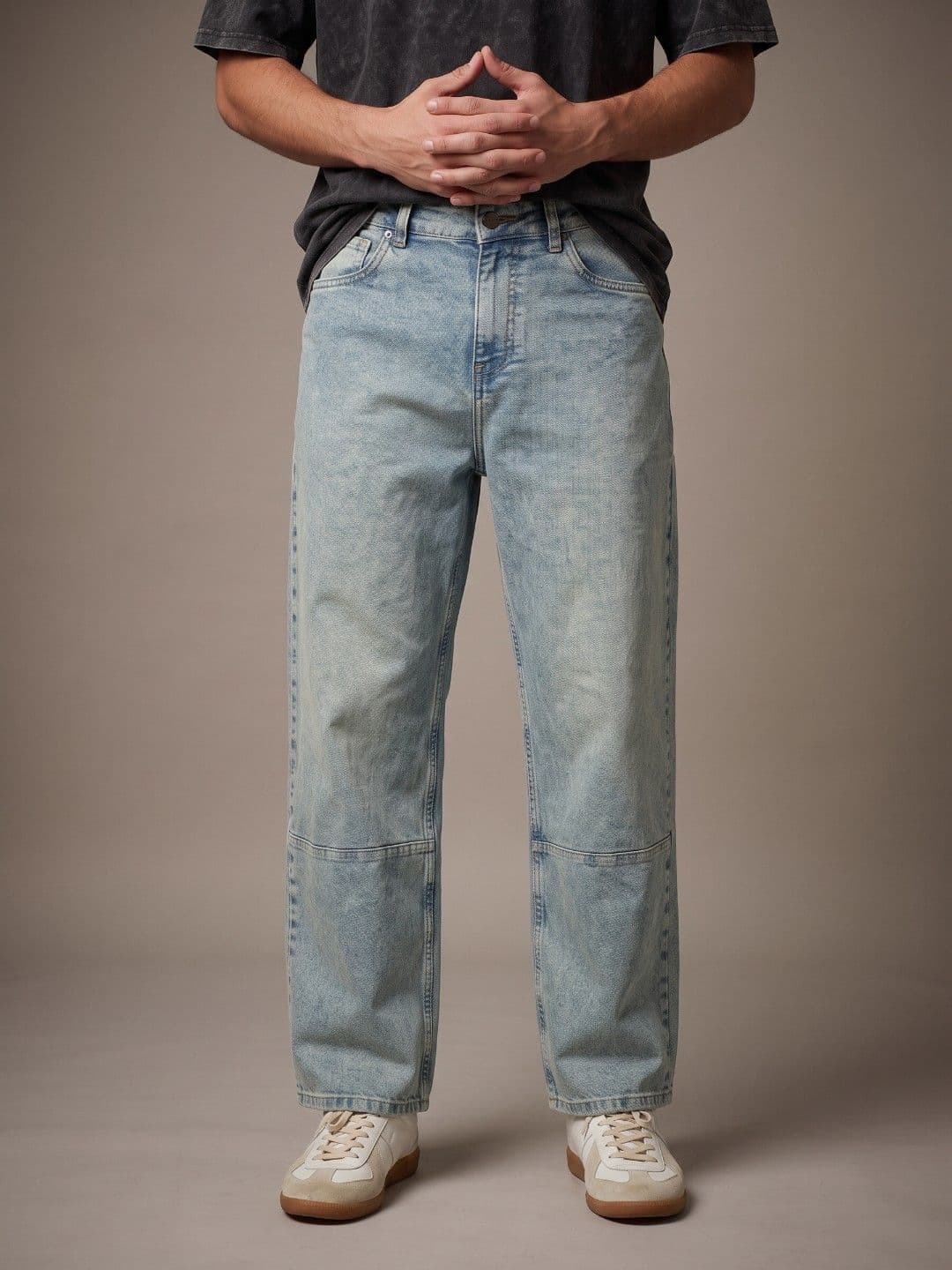 glitchez Men Barrel Fit Heavy Fade Stretchable Jeans - view 1