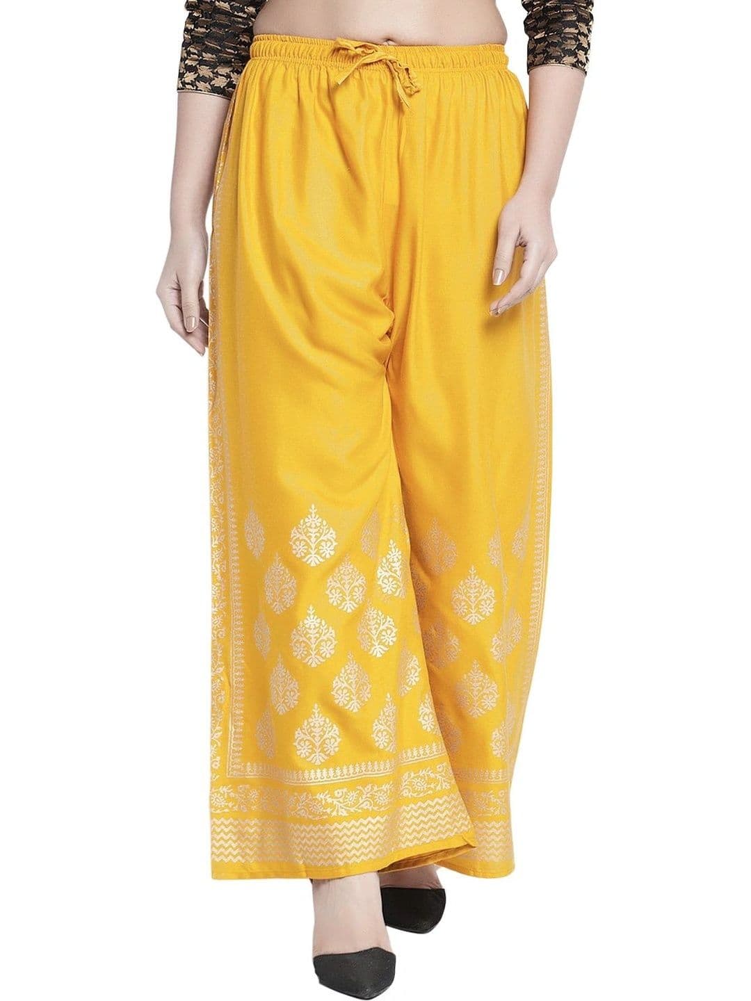 OMAYA Women Ethnic Motifs Printed Knitted Ethnic Palazzos - view 1
