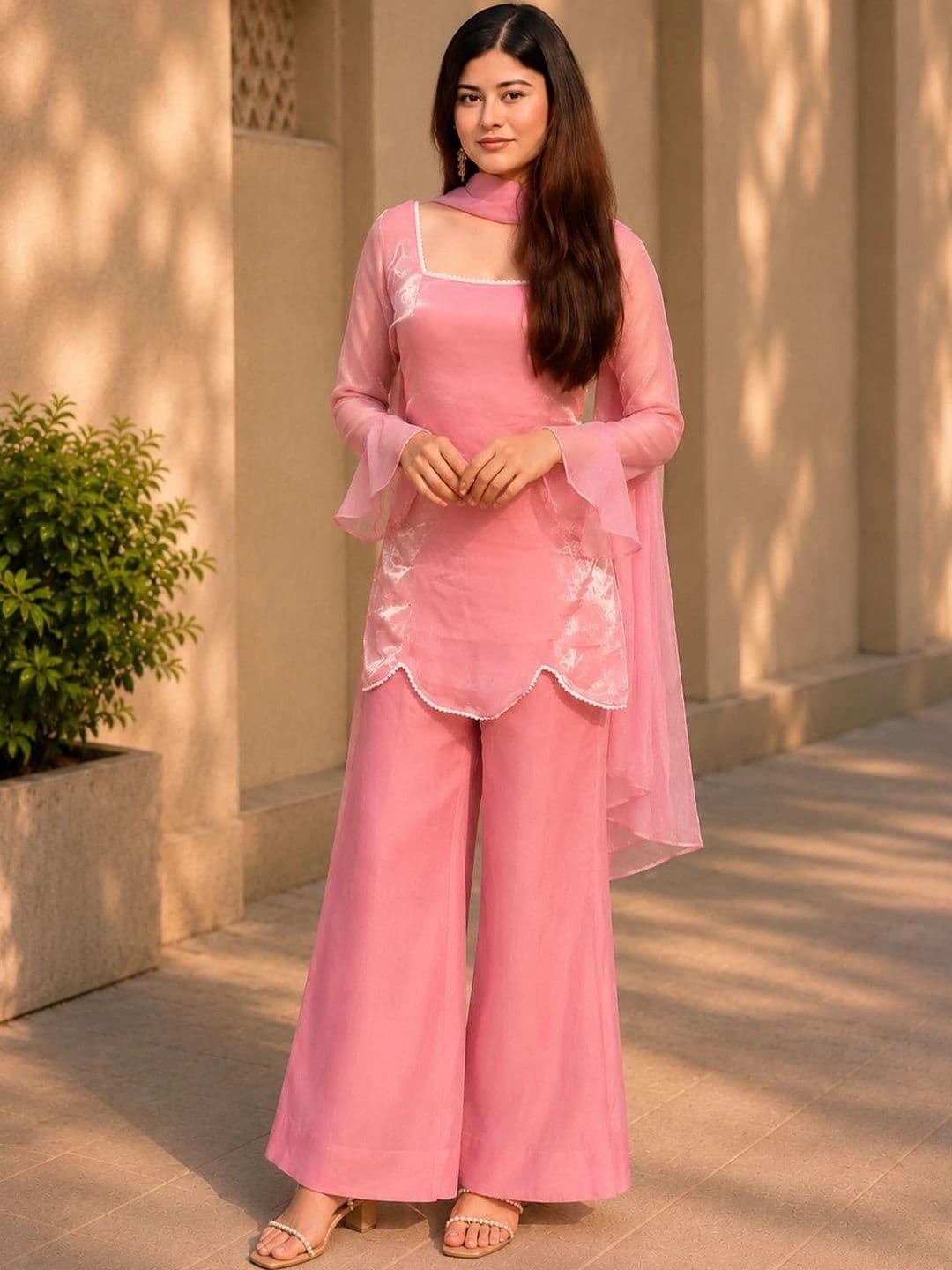 Social geek Women Regular Thread Work Kurti with Pyjamas - view 1
