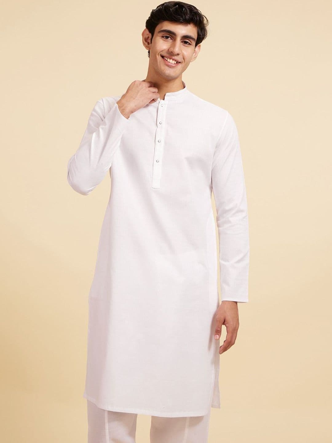 Diwas by Manyavar Cotton Mandarin Collar Straight Kurta - view 1