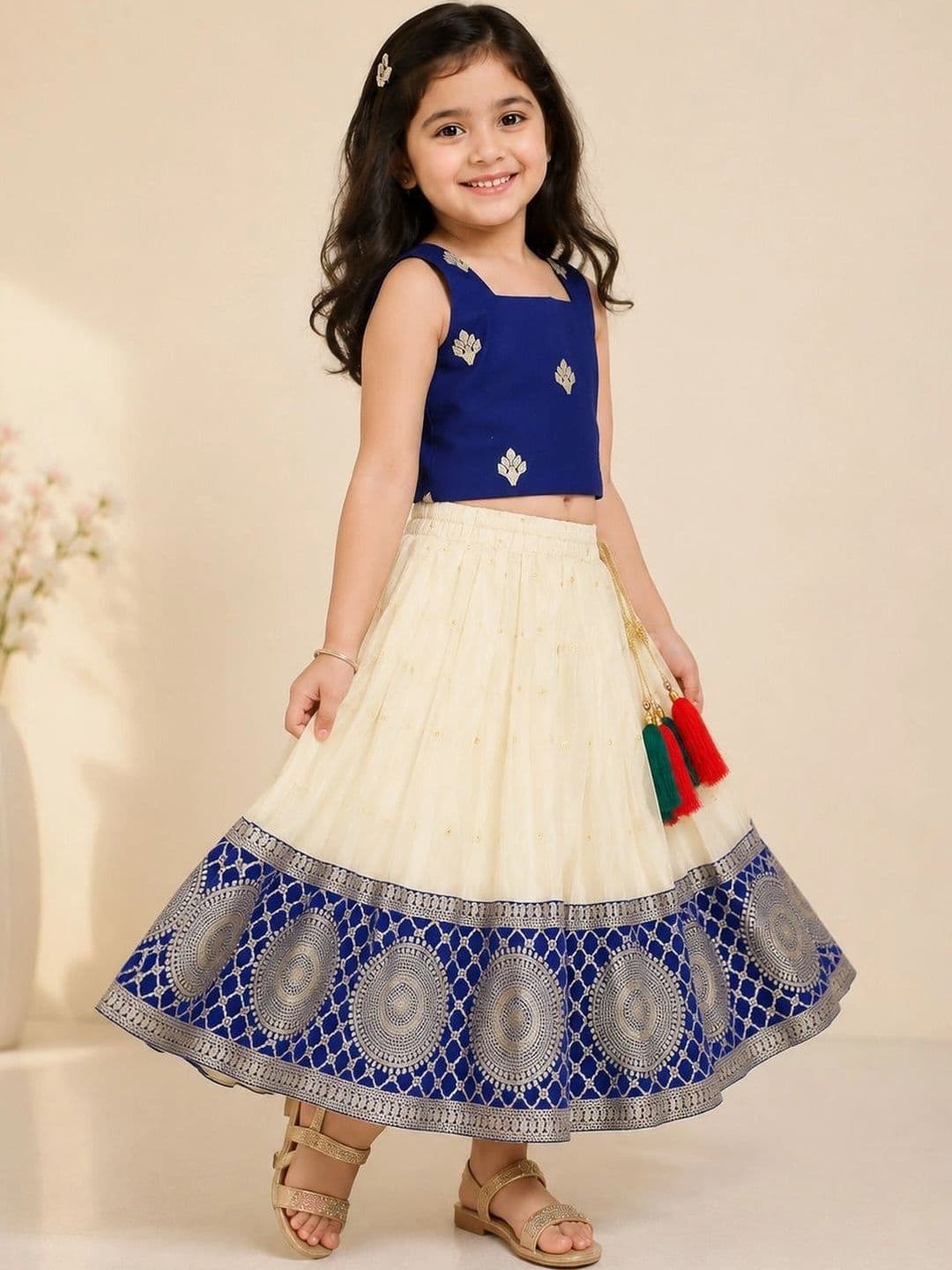 Lolark Girls Embroidered Ready to Wear Lehenga & - view 1