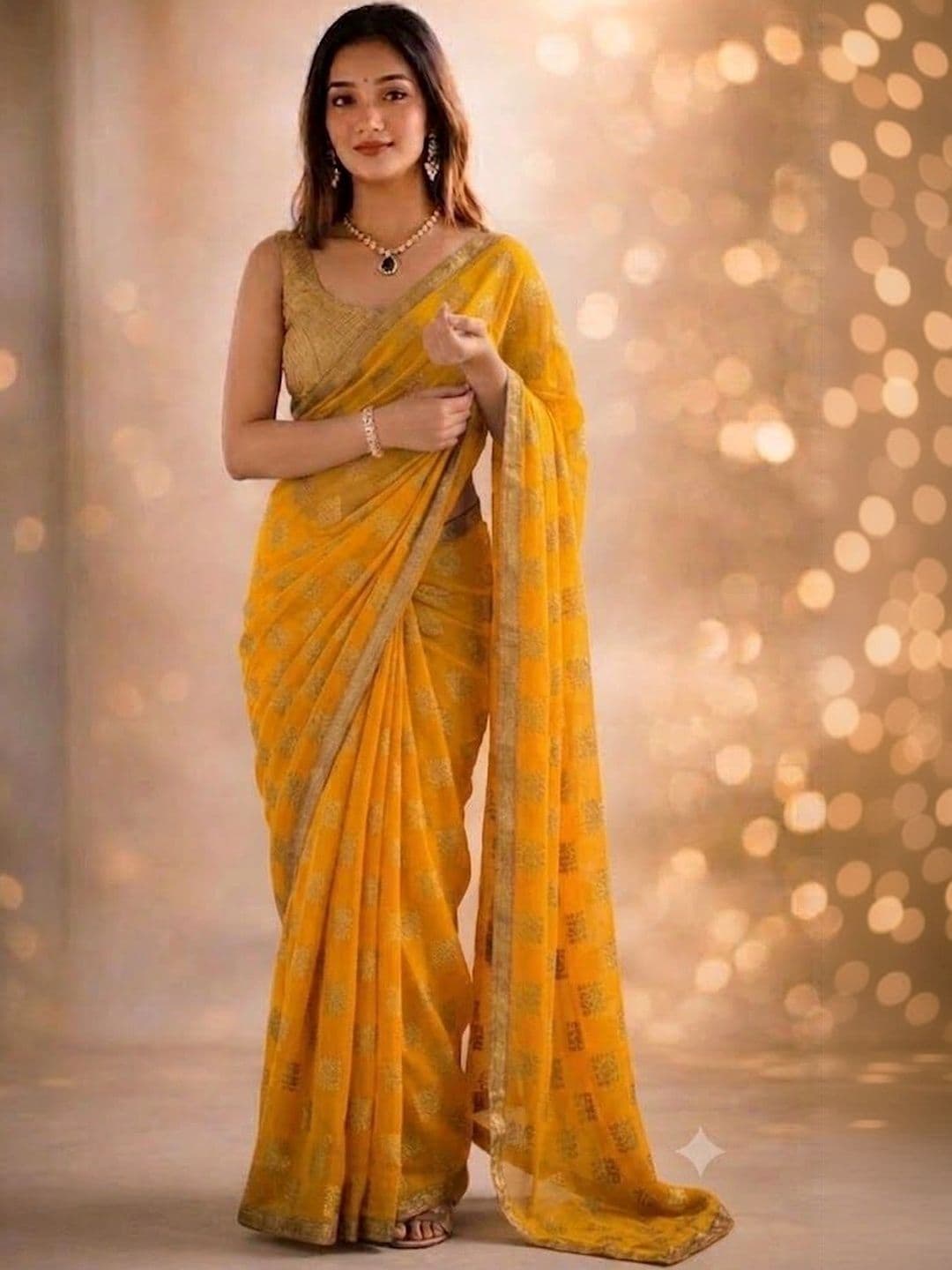 Balaji Texo Fab Women Woven Design Zari Poly Chiffon Saree with Blouse Piece - view 1