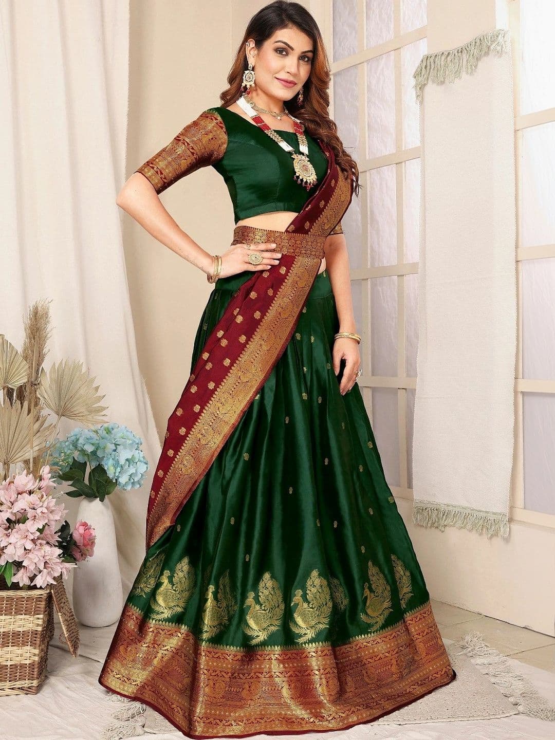 tathastufab Unstitched Lehenga & Blouse With Dupatta - view 1
