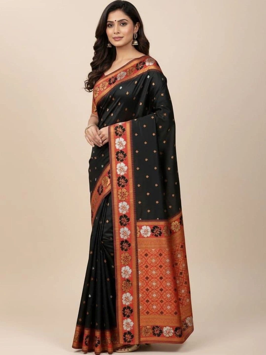 Semore Floral Zari Art Silk Banarasi Saree - view 1