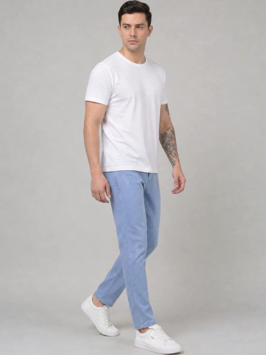 BREXX Men Jean Slim Fit Mid-Rise Low Distress Stretchable Jeans - view 1