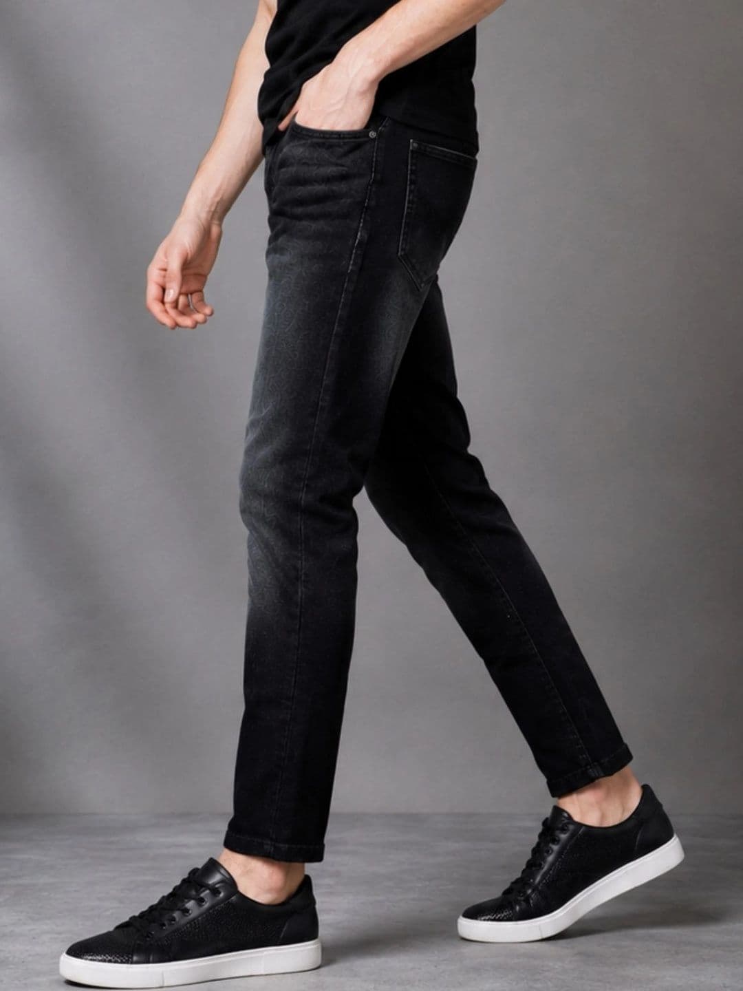 BREXX Men Jean Slim Fit Mid-Rise Low Distress Light Fade Stretchable Jeans - view 1