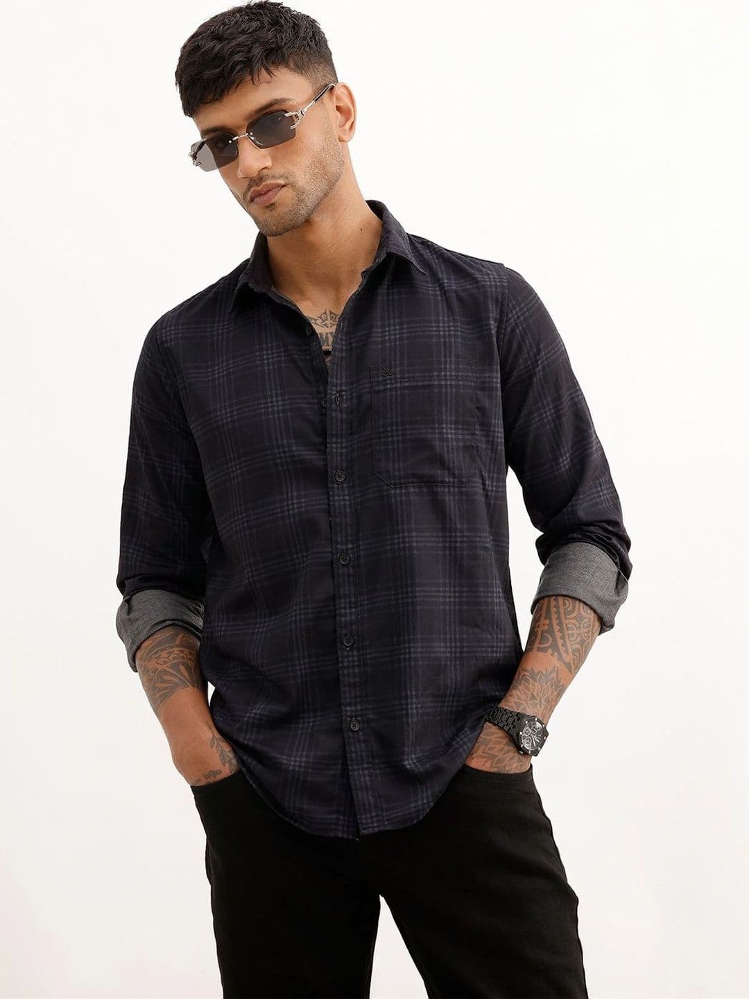 WROGN Men Slim Fit Checked Casual Shirt - view 1
