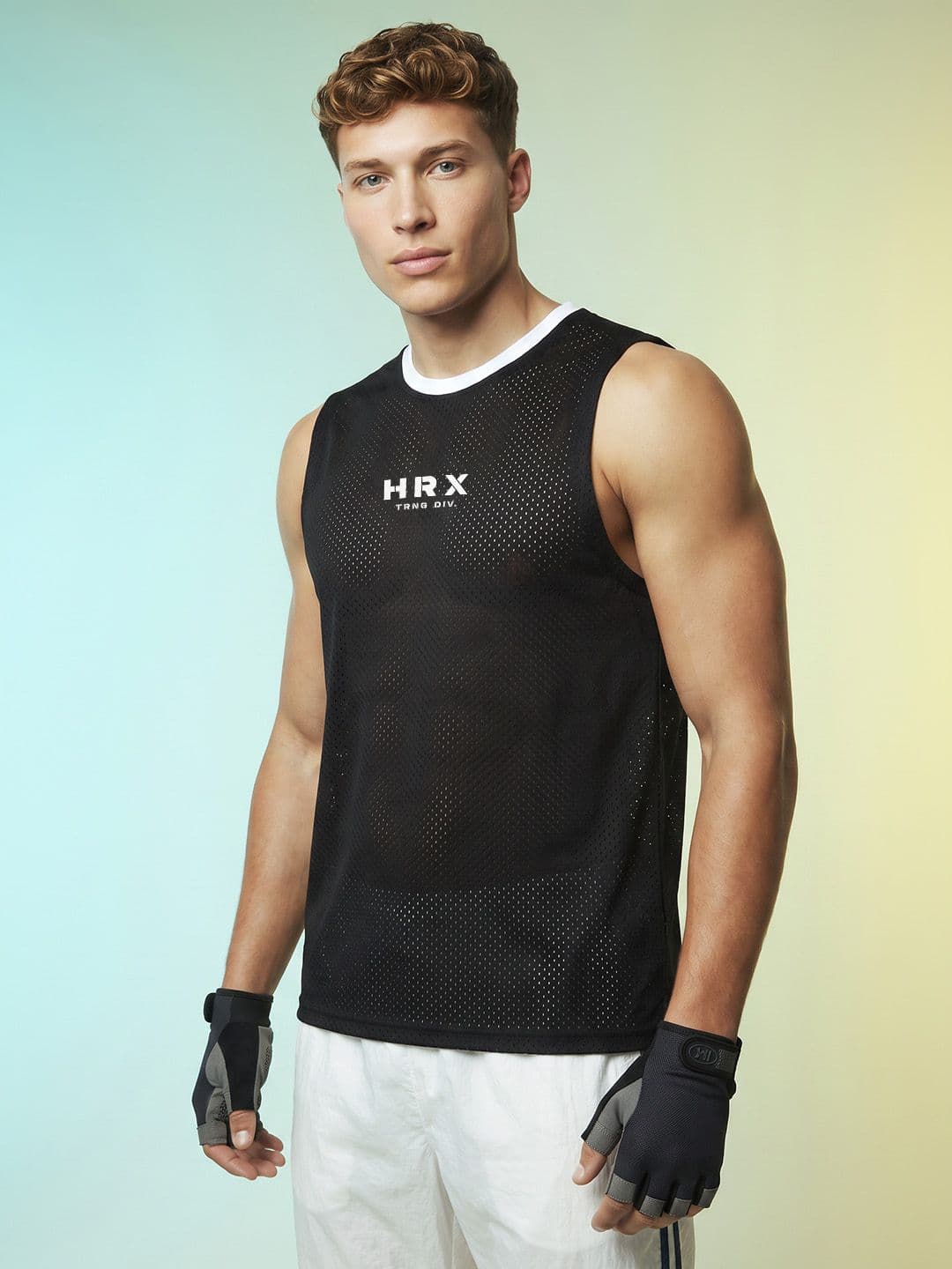 HRX by Hrithik Roshan Textured Rapid-Dry Training T-shirt - view 1