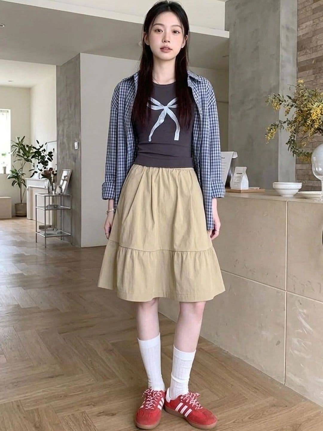 Suo Women Tiered Knee Length Flared Skirt - view 1