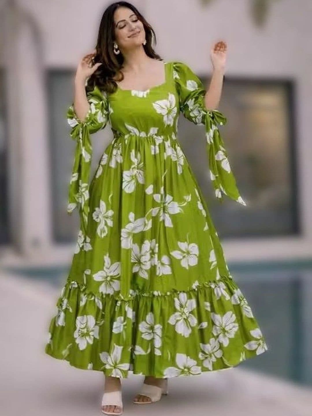 Moda Rapido Printed Sweetheart Neck Maxi Ethnic Dress - view 1