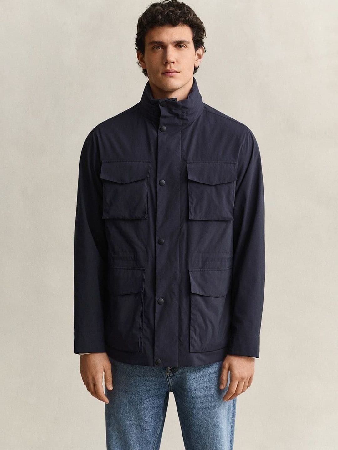 Gant Men Navy Blue Solid Regular Fit Jacket - view 1