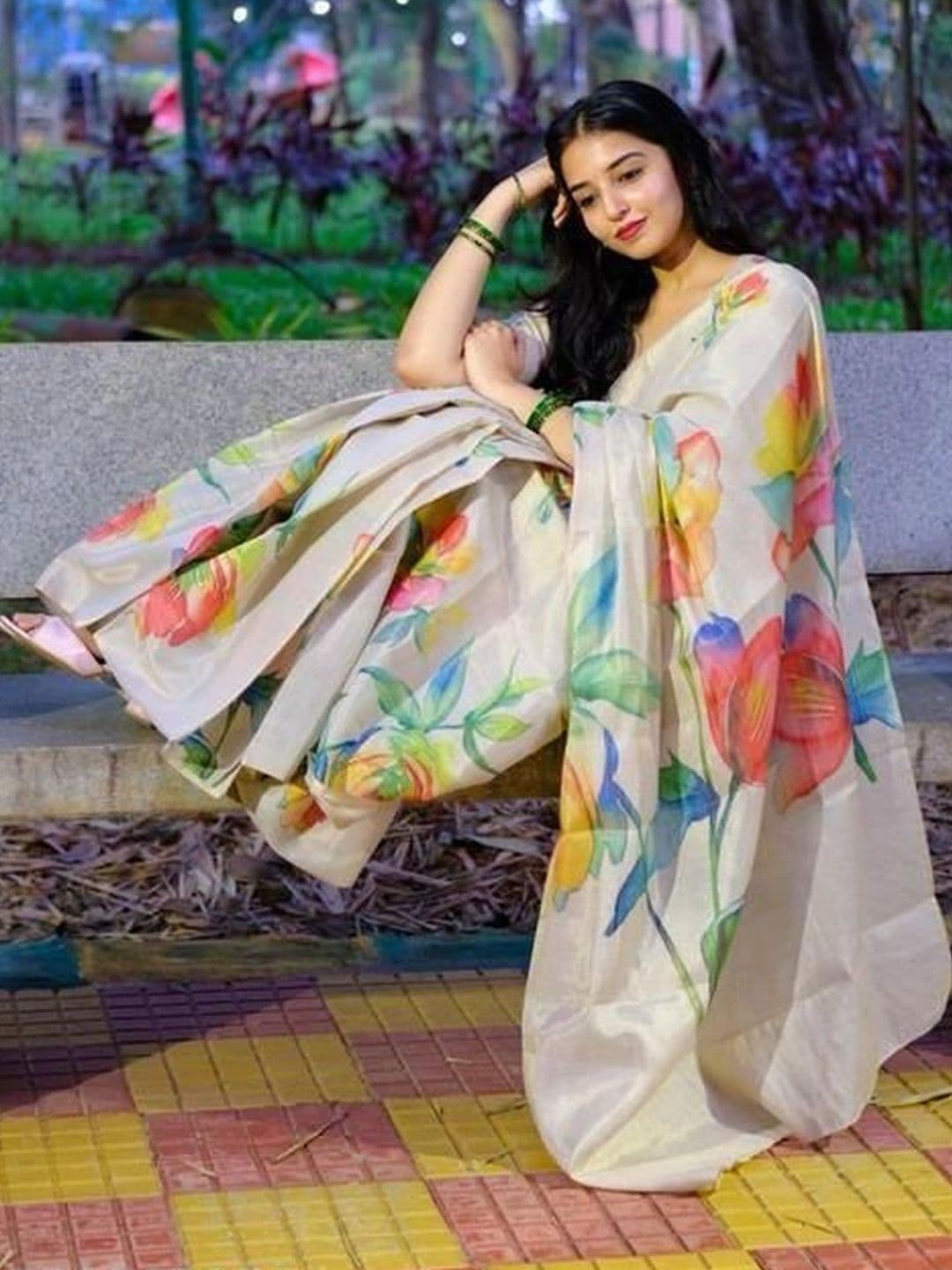 vidhyarani Floral Silk Cotton Saree - view 1