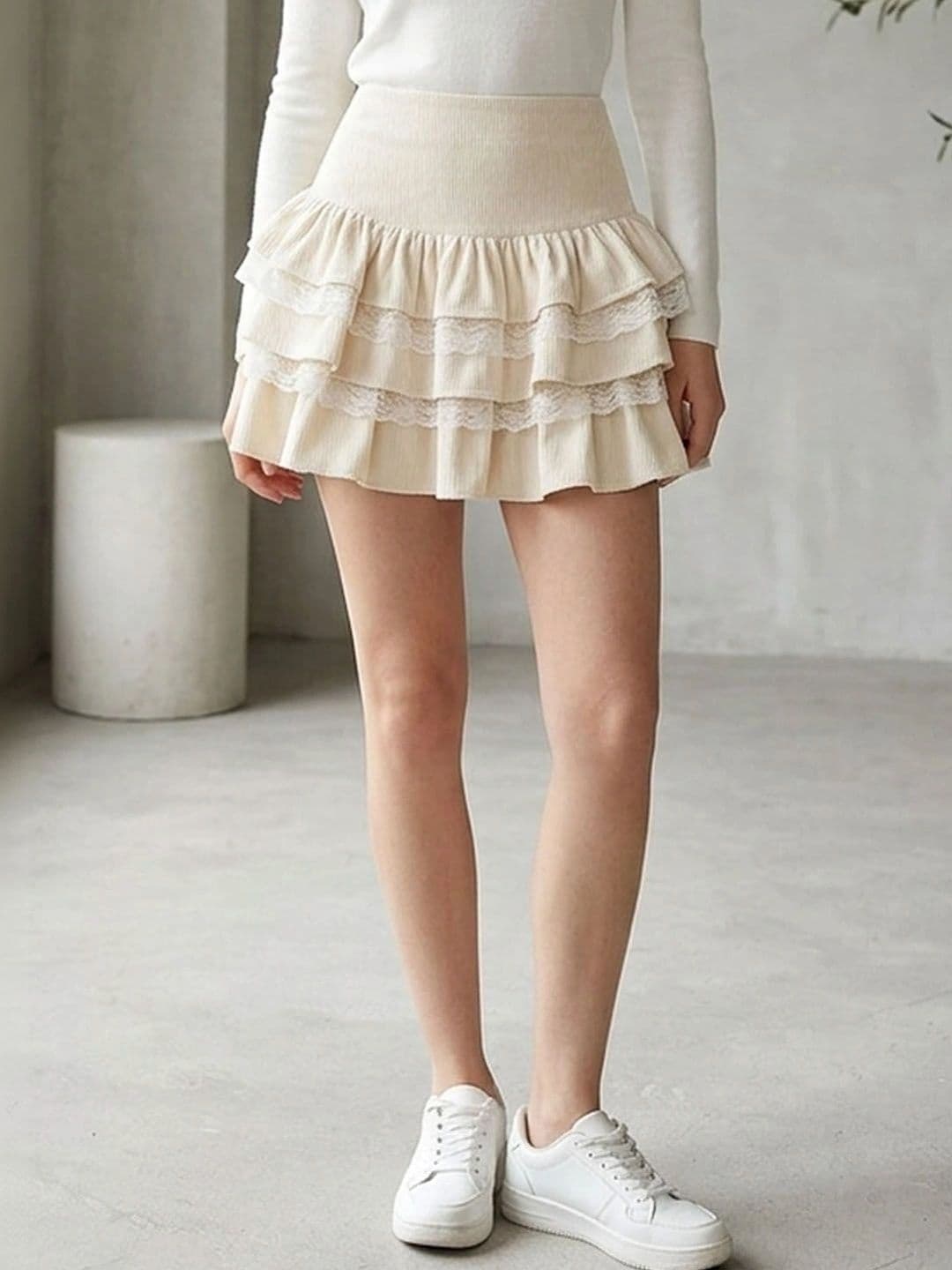 Suo Women Frills Bows and Ruffles Mini Flared Skirt - view 1