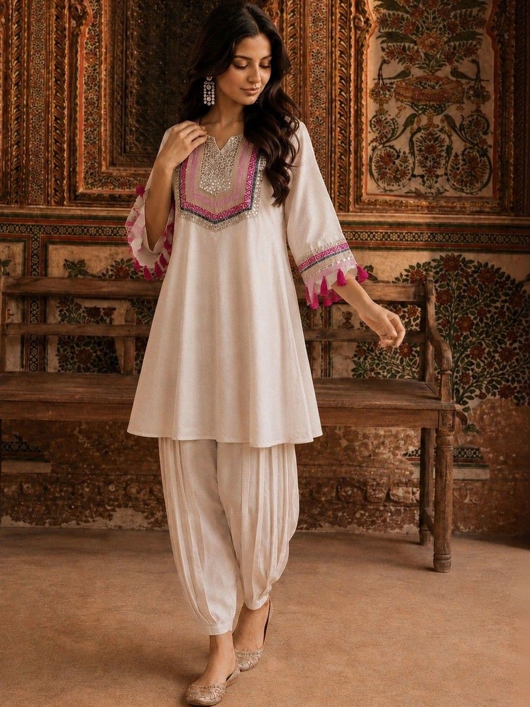 Sangria Women Ethnic Motifs Embroidered Regular Sequinned Kurta with Patiala - view 1
