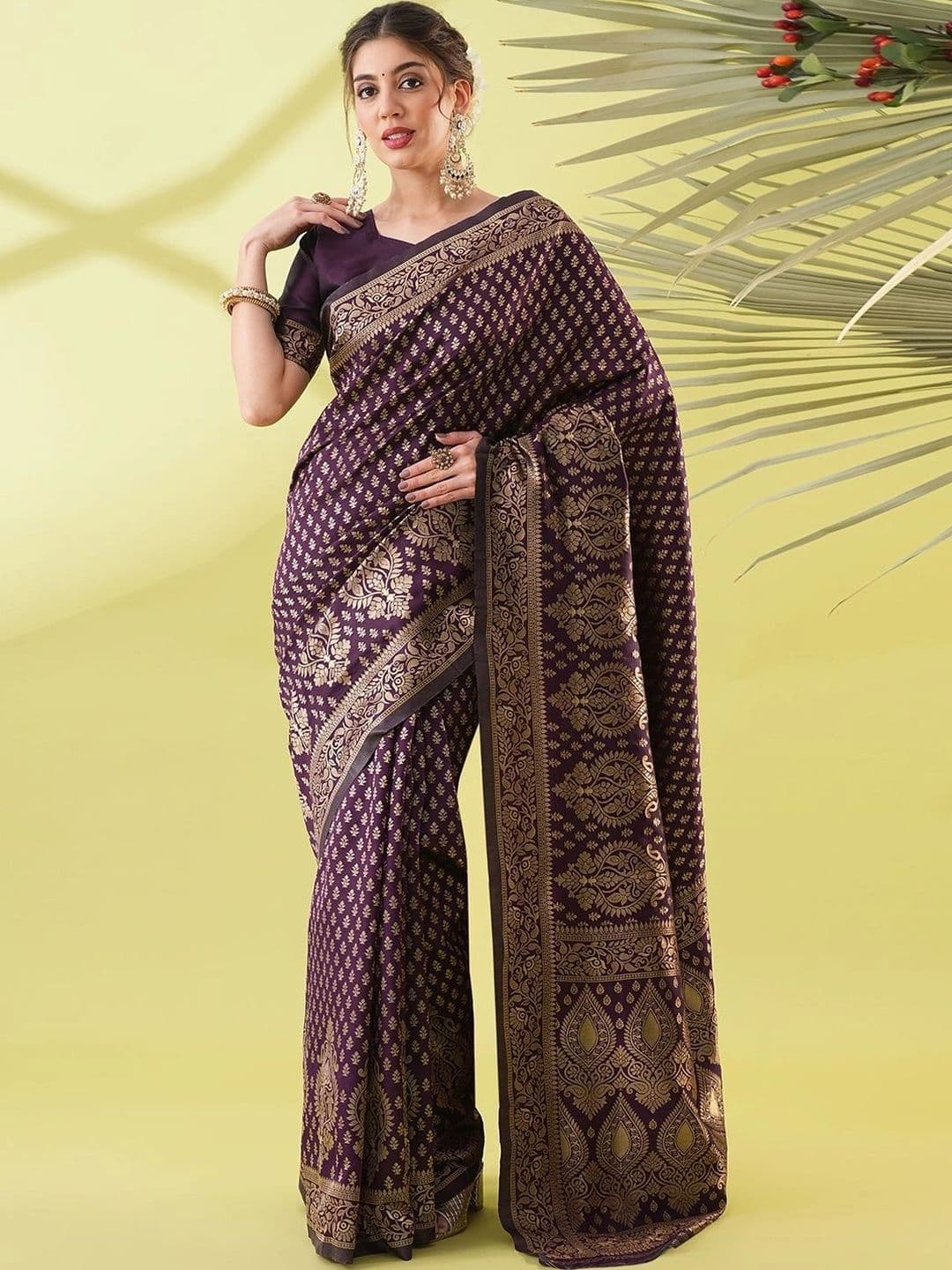 vidhyarani Woven Design Zari Silk Cotton Banarasi Saree - view 1