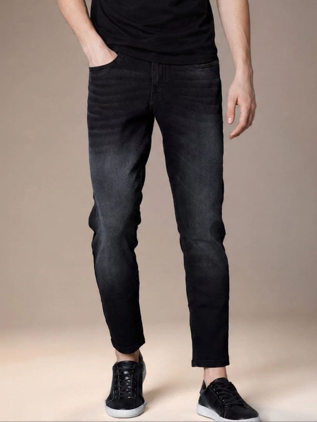 BREXX Men Jean Slim Fit Mid-Rise Low Distress Light Fade Stretchable Jeans - view 1