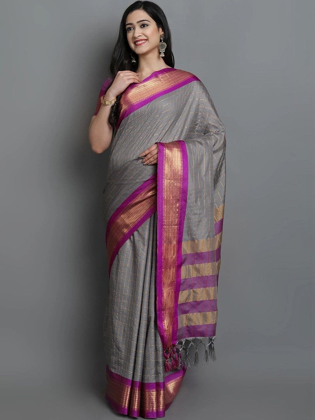 vidhyarani Zari Silk Cotton Saree - view 1