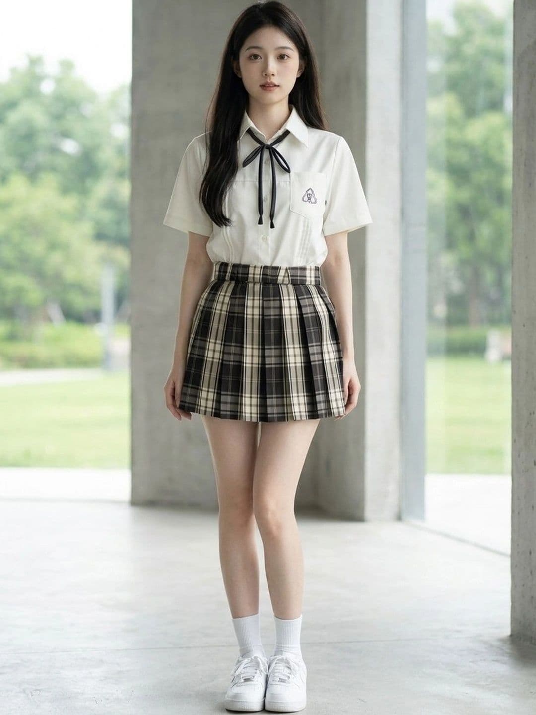 Suo Women Checked Summer Checks Mini Flared Skirt - view 1