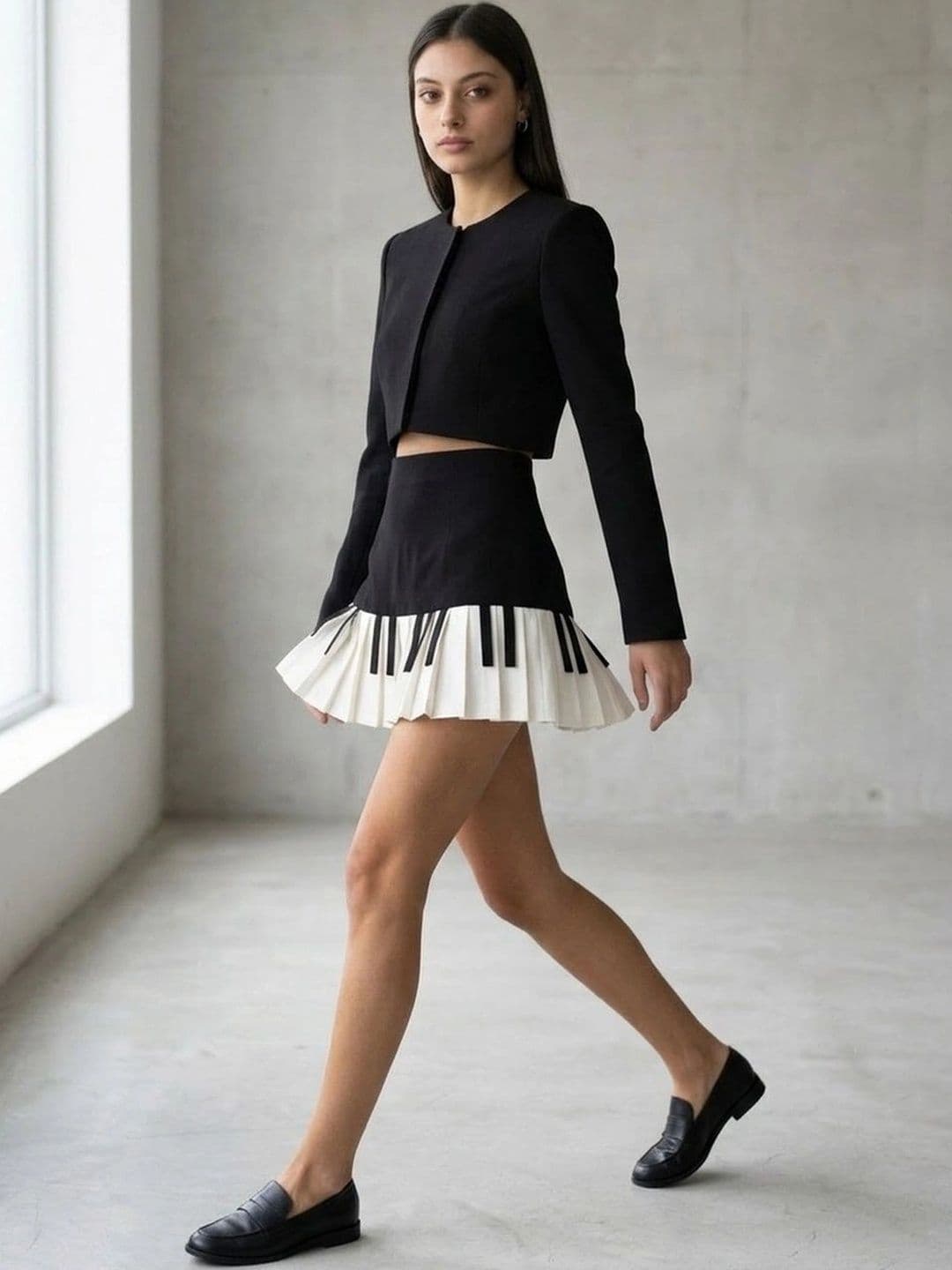 Suo Women Graphic Accordion Pleated Mini A-Line Skirt - view 1