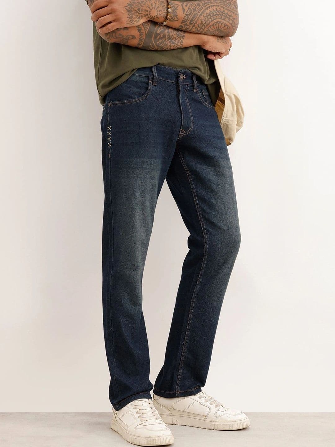 WROGN Men Slim Fit Mid-Rise Light Fade Stretchable Jeans - view 1