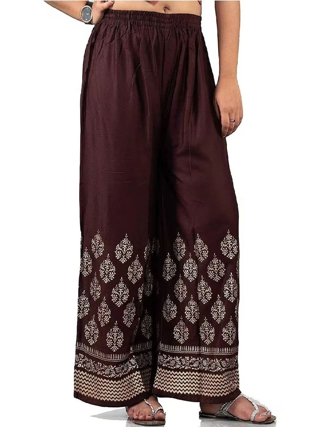 SMASUM Women Ethnic Motifs Printed Knitted Ethnic Palazzos - view 1