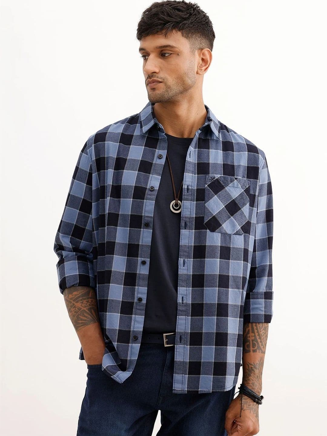WROGN Men Slim Fit Checked Casual Shirt - view 1