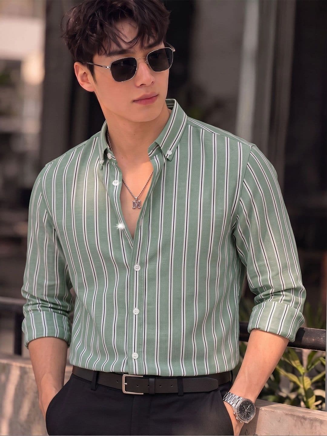 Nat Jastica Men Straight Striped Casual Shirt - view 1