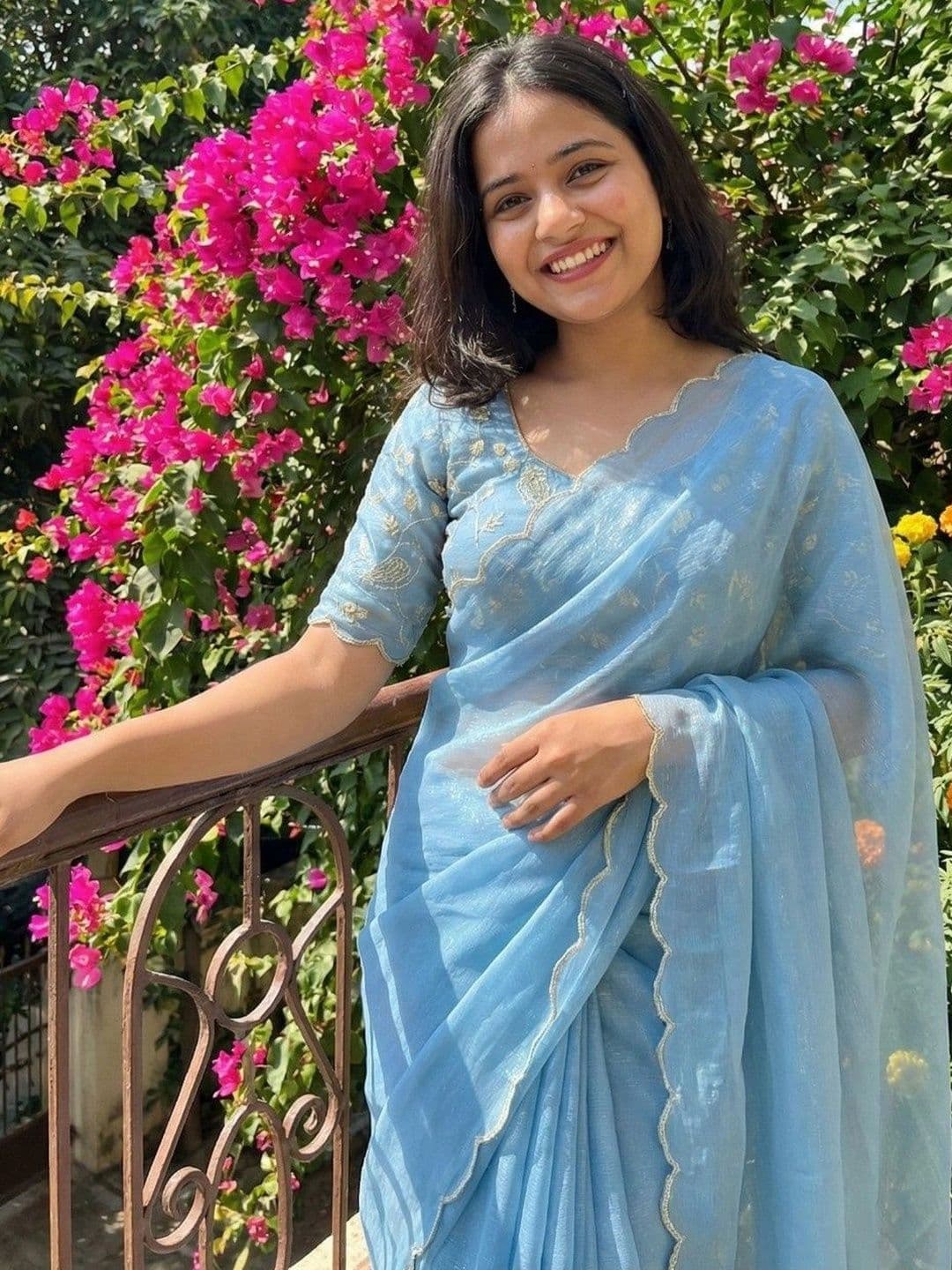 Shreevally Embroidered Organza Designer Saree - view 1
