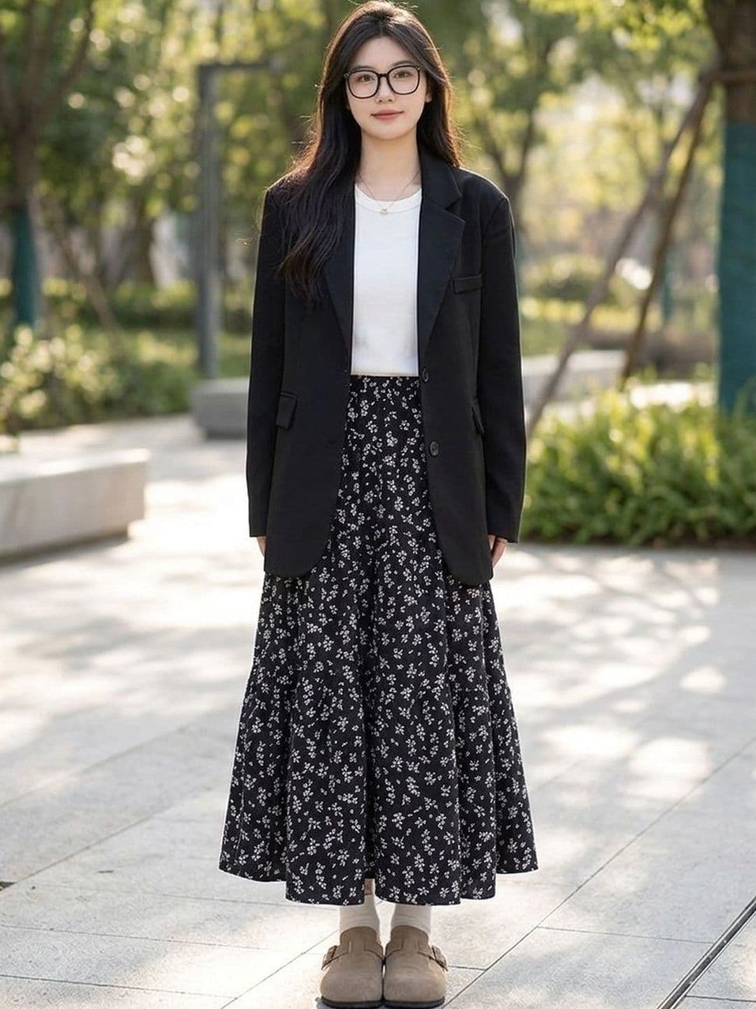 Suo Women Graphic Maxi Flared Skirt - view 1