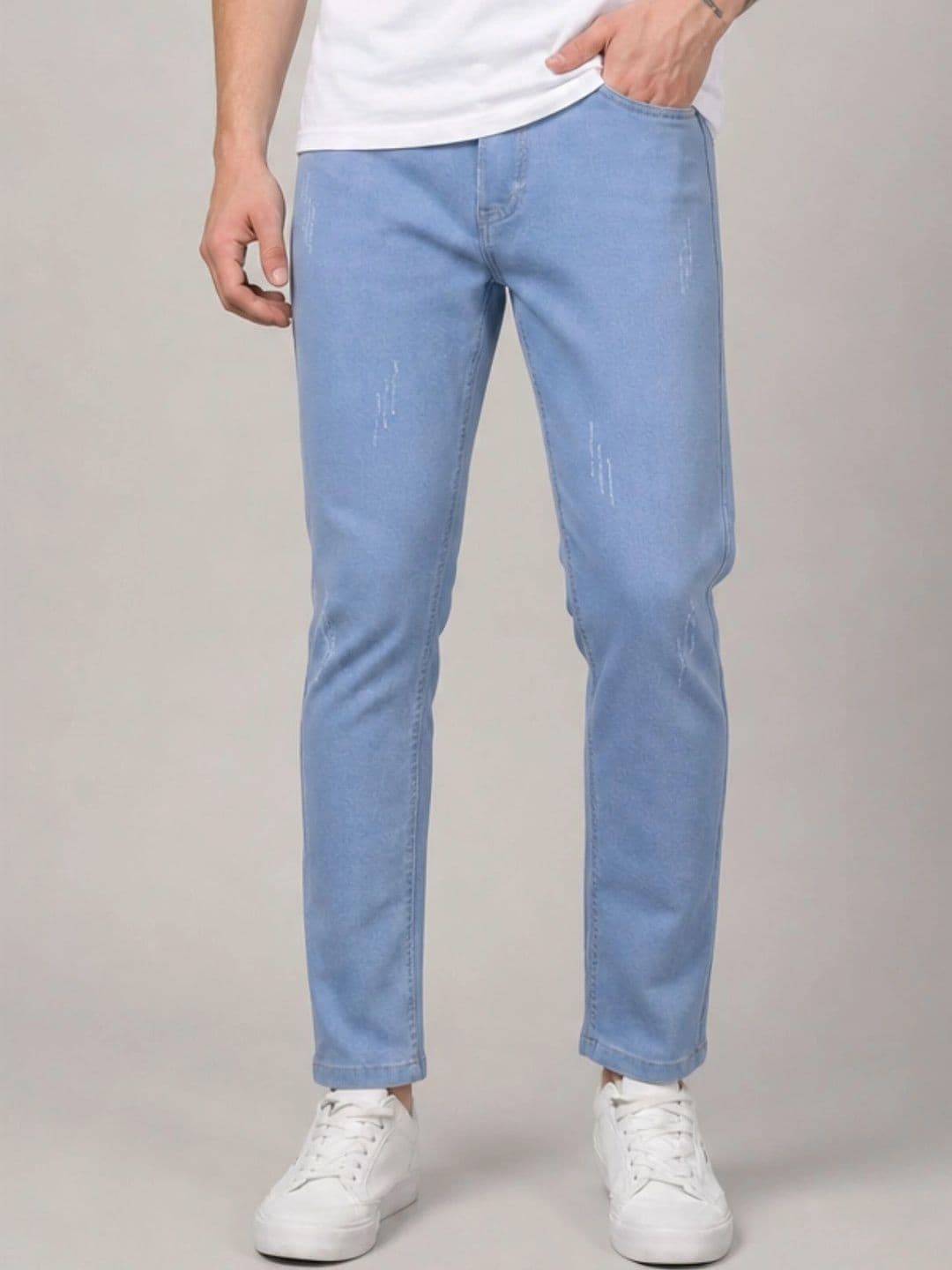 BREXX Men Jean Slim Fit Mid-Rise Low Distress Stretchable Jeans - view 1