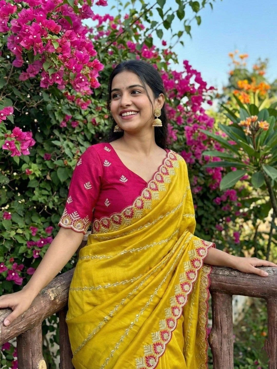 Shreevally Embroidered Poly Georgette Designer Saree - view 1
